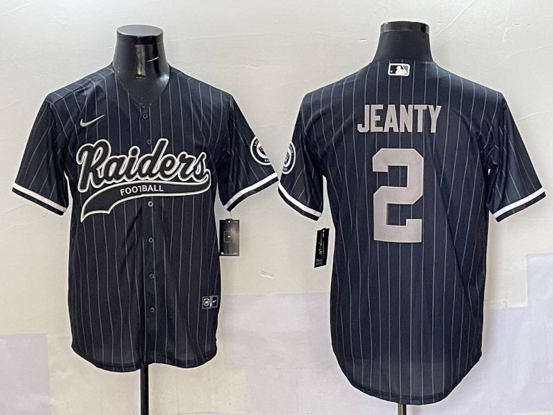 Men 2025 Oakland Raiders #2 Jeanty Black Stripe Joint Name Nike Limited NFL Jersey style 1